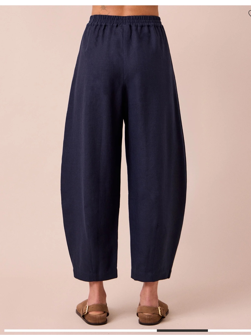 Wide Leg Elastic Waist Pants — Navy - Picture 3 of 7
